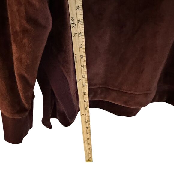 Athleta Maroon Velour Soft Box Turtleneck Cowl Neck Pullover Sweatshirt Size XL - Picture 5 of 6